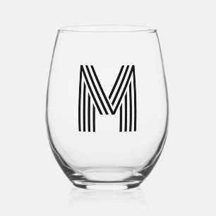 Vaso De Vino Carta inicial de monograma moderno negro