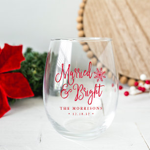 Vaso De Vino Casado y brillante   Vacaciones recién casadas