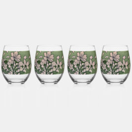 Vaso De Vino Cascada de Flor de Rosa 