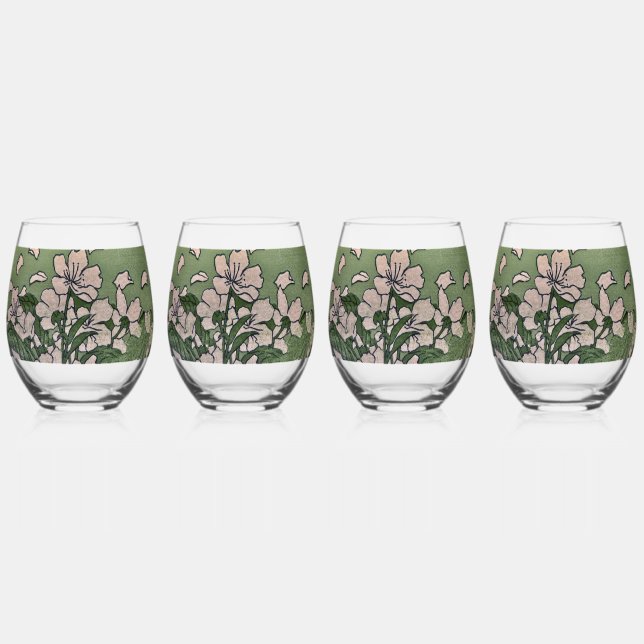 Vaso De Vino Cascada de Flor de Rosa  (Anverso)