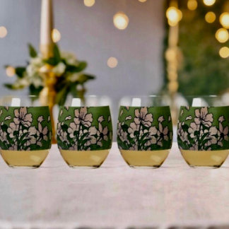 Vaso De Vino Cascada de Flor de Rosa