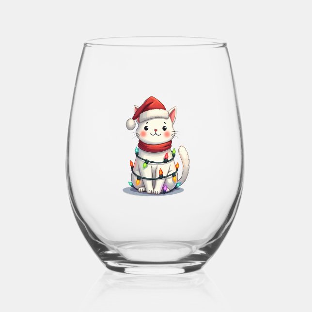 Vaso De Vino Cat Christmas Tree Christmas (Anverso)