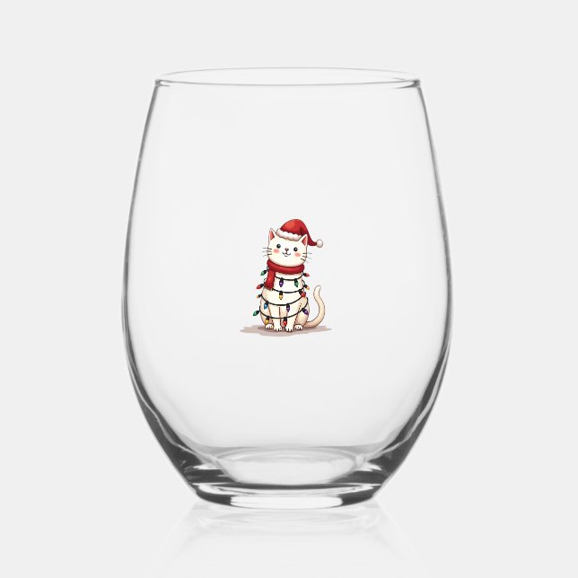 Vaso De Vino Cat Christmas Tree Christmas (1) (Anverso)