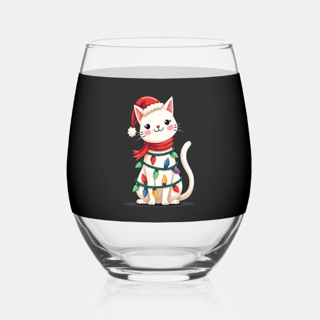 Vaso De Vino Cat Christmas Tree Christmas (1) (Anverso)