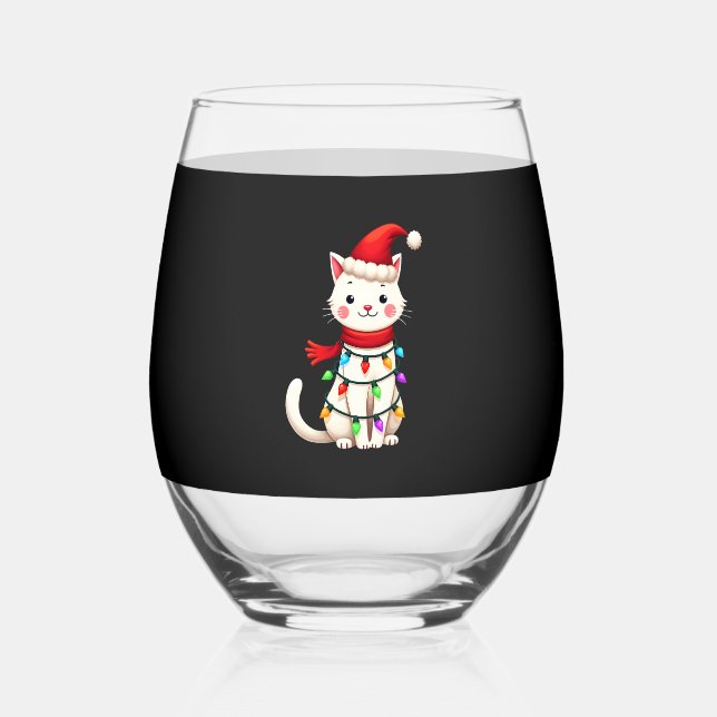 Vaso De Vino Cat Christmas Tree Christmas (2) (Anverso)
