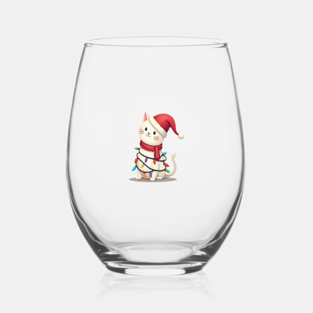 Vaso De Vino Cat Christmas Tree Christmas (2) (Anverso)