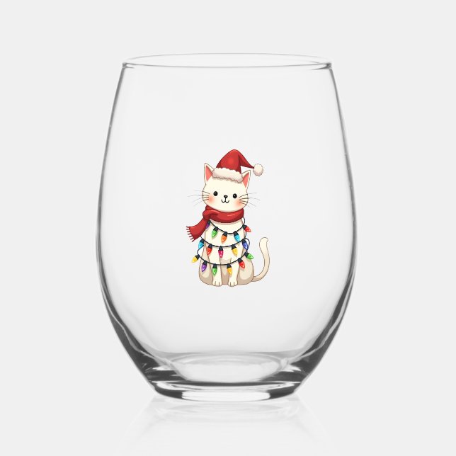 Vaso De Vino Cat Christmas Tree Christmas (3) (Anverso)
