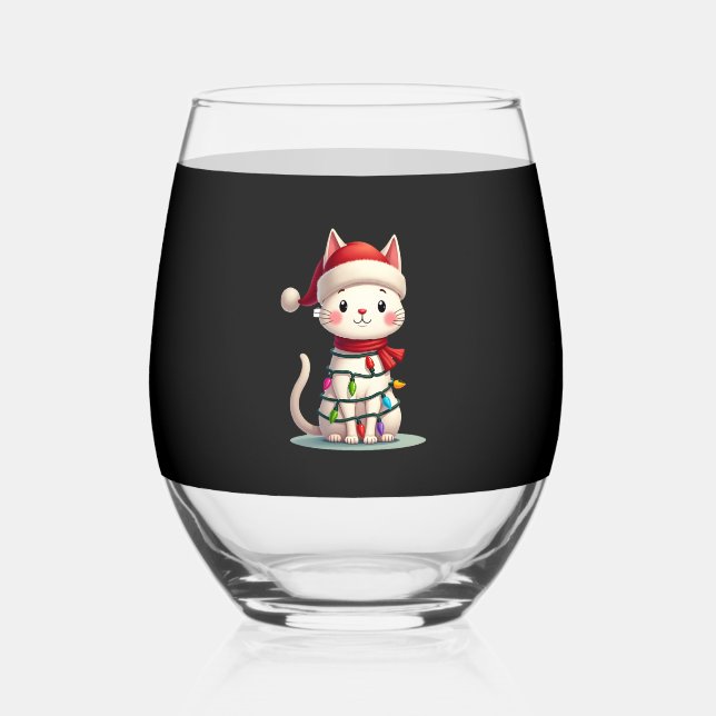 Vaso De Vino Cat Christmas Tree Christmas (3) (Anverso)