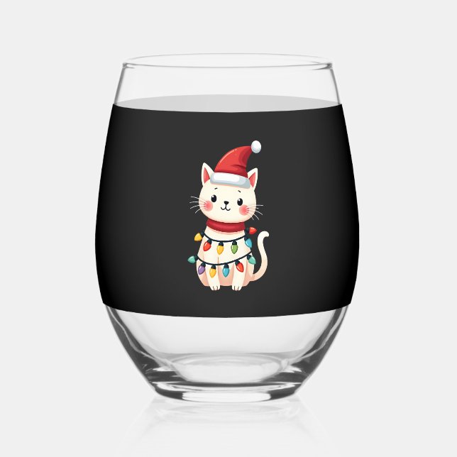 Vaso De Vino Cat Christmas Tree Christmas (4) (Anverso)