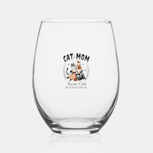 Vaso De Vino Cat Mom Social Club Ghost Cat Halloween Gothic Bla
