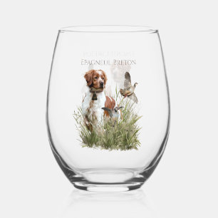 Vaso De Vino Cazando con un perro de Bretaña, arte