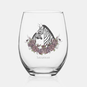 Vaso De Vino Cebra Adorable Mamá y Bebé