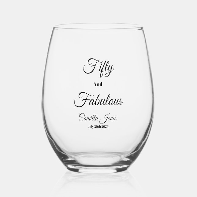 Vaso De Vino Celebración de cumpleaños cincuenta y fabuloso per (Anverso)