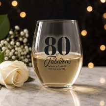 Celebración del 80 cumpleaños con tipografía negra