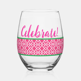 Vaso De Vino Celebración geométrica rosa