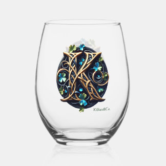 Vaso De Vino Celtic Monogram Whine Glass Set