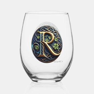 Vaso De Vino Celtic Monogram Whine Glass Set