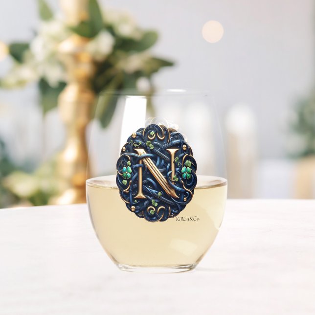 Vaso De Vino Celtic Monogram Wine Glass Set (Insitu (Boda))