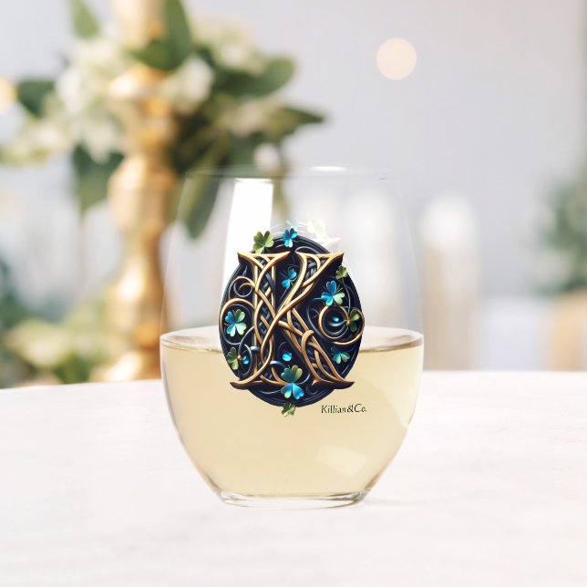 Vaso De Vino Celtic Monogram Wine Glass Set (Insitu (Boda))