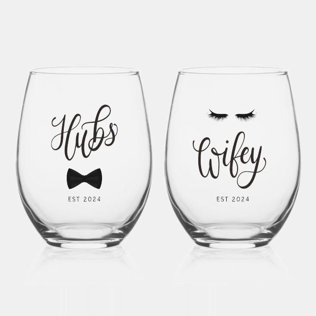 Vaso De Vino Centros de Caligrafía Moderna Esposa Pareja Person (Anverso)