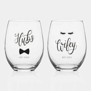 Vaso De Vino Centros de Caligrafía Moderna Pareja Personalizada