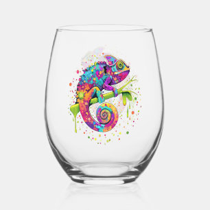 Vaso De Vino Chameleon Paint Stains Watercolor Style