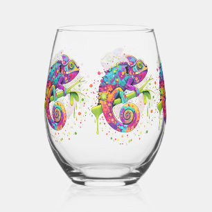 Vaso De Vino Chameleon Paint Stains Watercolor Style