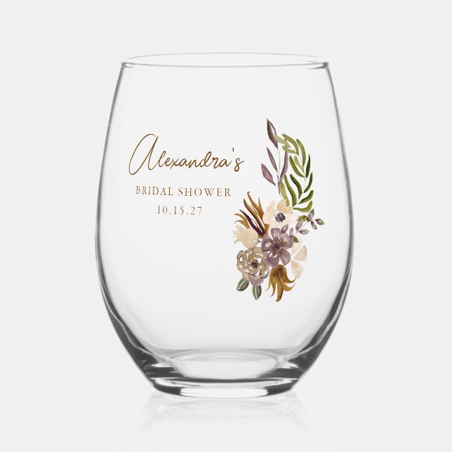 Vaso De Vino Champán Nupcial Personalizado Botánico De La Natur (Anverso)