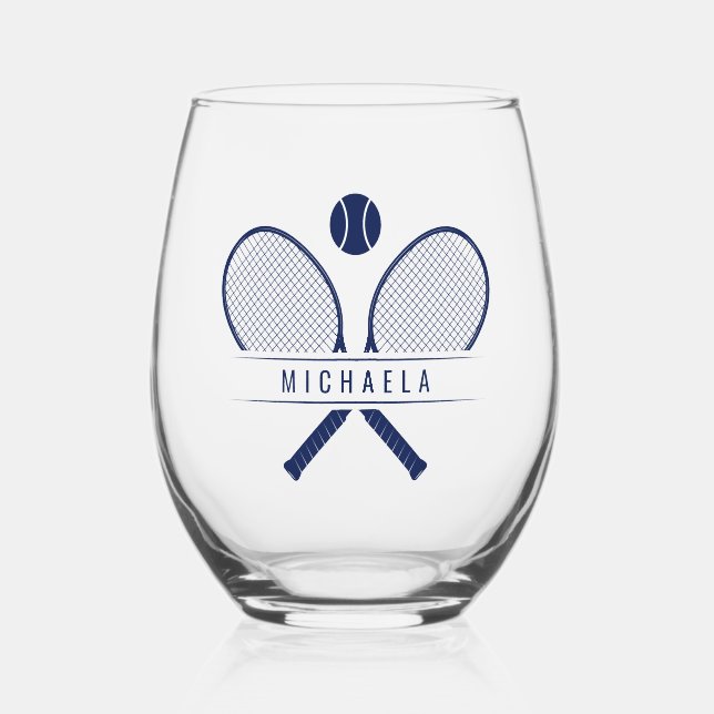 Vaso De Vino Chaquetas de tenis antiguas, bolas de tenis y nomb (Anverso)