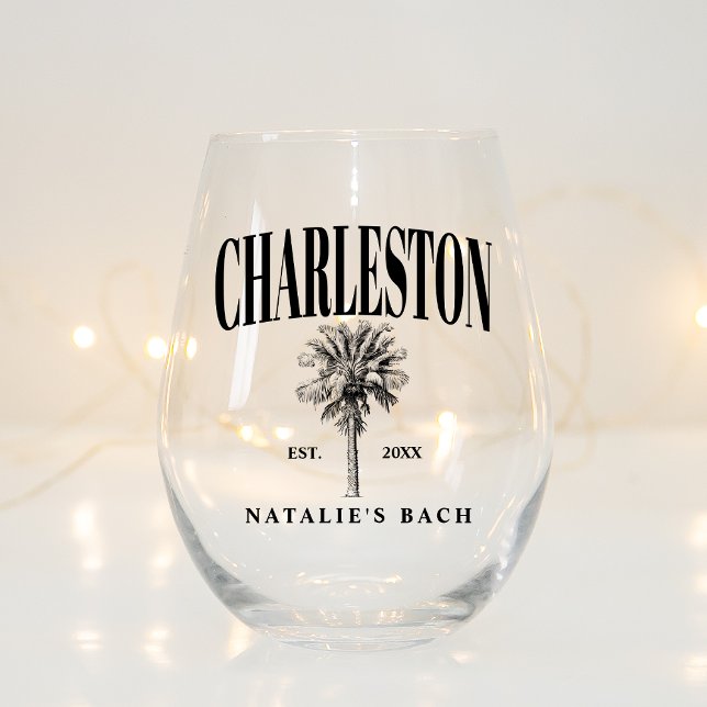 Vaso De Vino Charleston Bachelorette Personalizado Club Social  (Subido por el creador)