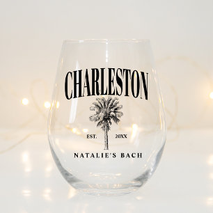 Vaso De Vino Charleston Bachelorette Personalizado Club Social