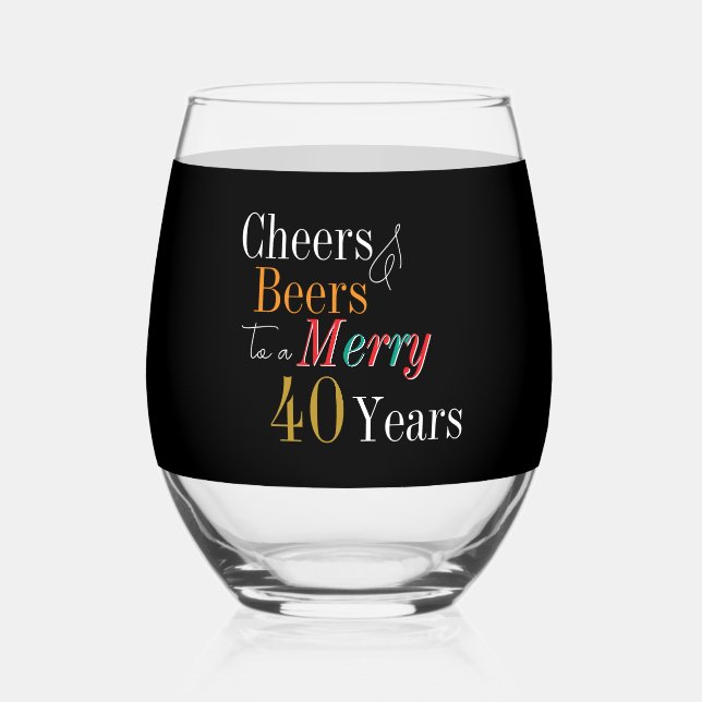 Vaso De Vino Cheers Beers Merry 40th Christmas Birthday Party (Anverso)