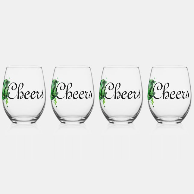 Vaso De Vino Cheers St. Patrick's Day Leprechaun Gorra (Anverso)