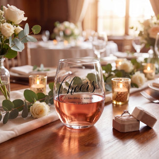 Vaso De Vino  cheers stemless wine glass simple typography