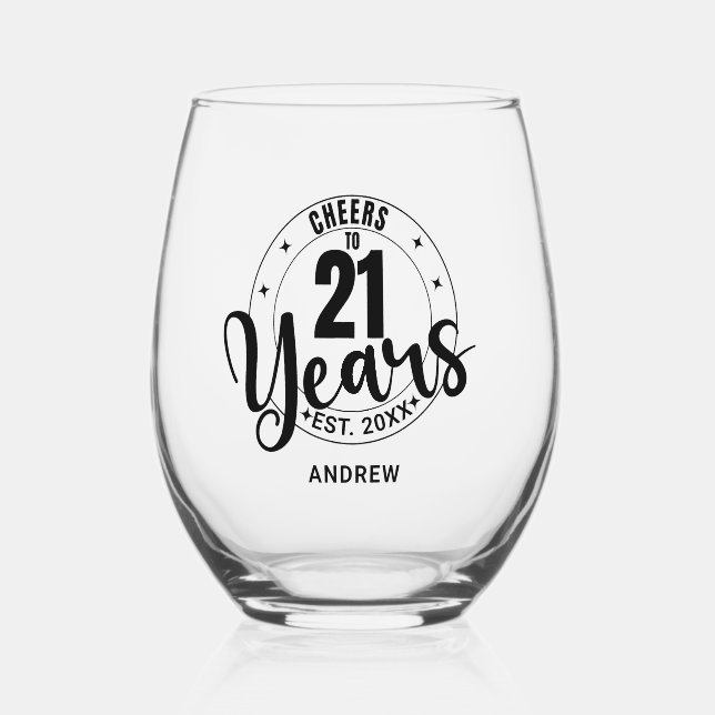 VASO DE VINO CHEERS TO 21 YEARS (Anverso)