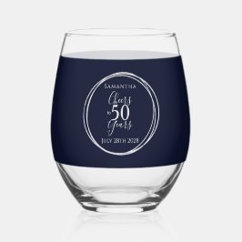 Vaso De Vino Cheers to 50 Years 50th Birthday Navy Silver Party
