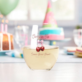 Vaso De Vino Cherry On Top Rosa Moderno para Baby Shower Nupcia