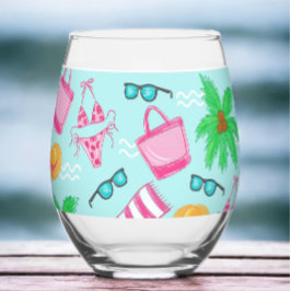 Vaso De Vino Chica de Playa Elegante Fin de Semana Bikini Palma