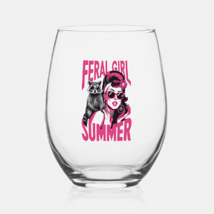 Vaso De Vino Chica Feral de Vintage Summer Opossum Funny Raccoo
