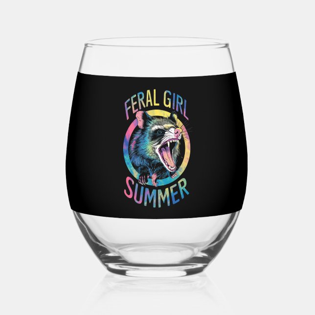 Vaso De Vino Chica Feral Summer Opossum Tye Raccoon (Reverso )