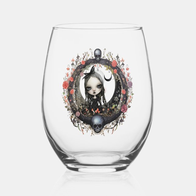 Vaso De Vino Chica gótico con flor (Anverso)