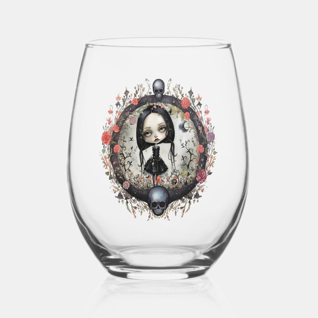 Vaso De Vino Chica gótico con flor (Anverso)