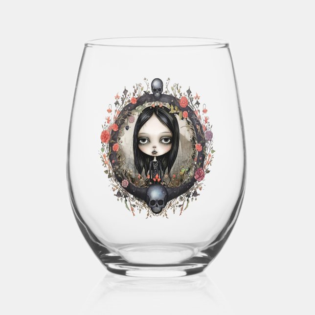 Vaso De Vino Chica gótico con flor (Anverso)