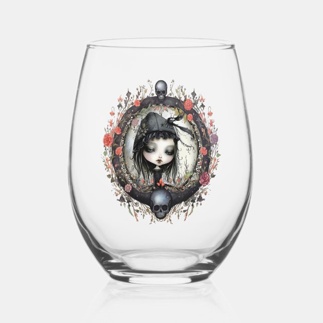 Vaso De Vino Chica gótico con flor (Anverso)