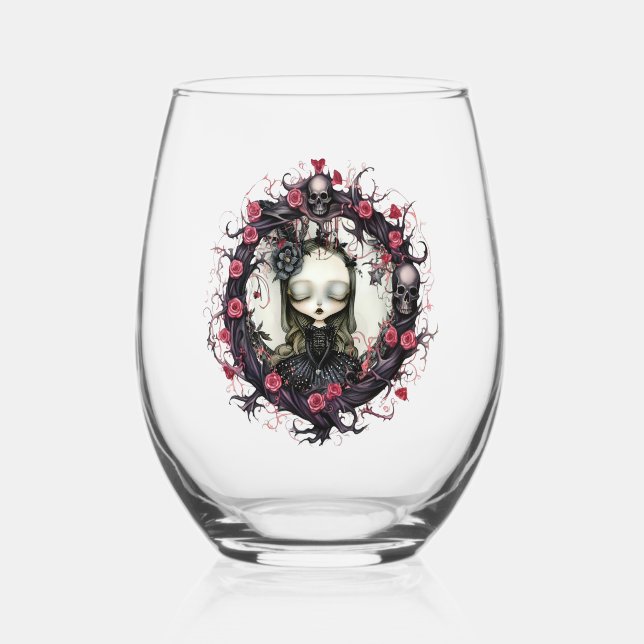 Vaso De Vino Chica gótico con flor (Anverso)