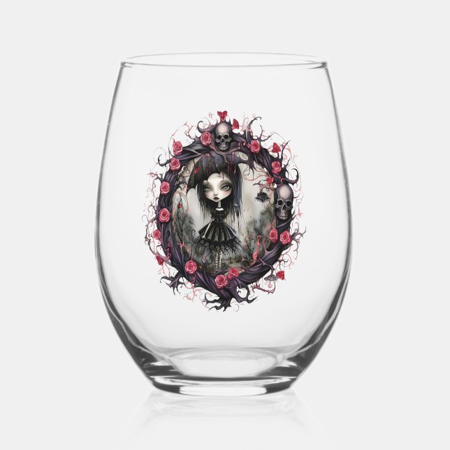 Vaso De Vino Chica gótico con flor (Anverso)