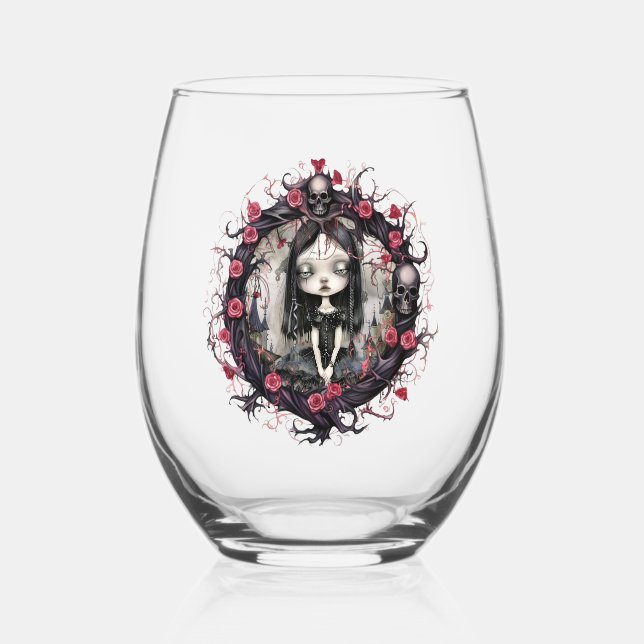 Vaso De Vino Chica gótico con flor (Anverso)