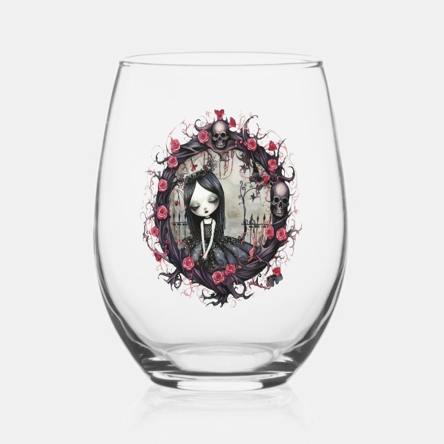 Vaso De Vino Chica gótico con flor (Anverso)