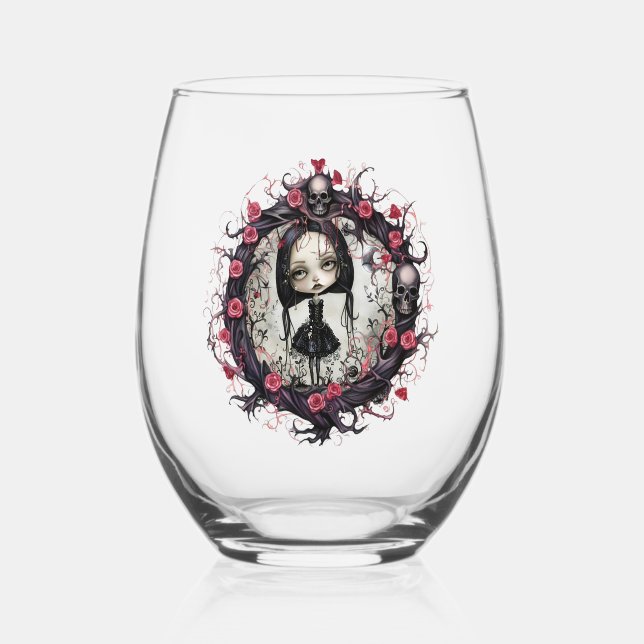 Vaso De Vino Chica gótico con flor (Anverso)