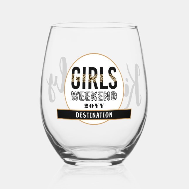 Vaso De Vino Chicas de fin de semana Chicas personalizados viaj (Anverso)